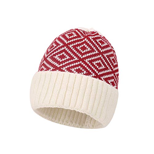 LIJCC Gorros duros para hombres, unisex, otoño e invierno, lana térmica cálida para adultos, gorro de punto para hombre, rosso, Talla única