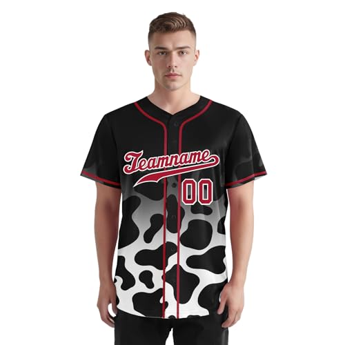 Camiseta de béisbol personalizada con estampado de vaca, estilo vaquero para deportes de campo miniatura 2