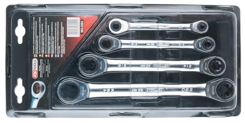 KS TOOLS 503.4364 - Jeu de 4 clés polygonales à cliquet TORX - Gamme GEARplus - E 6x E 8 - E 10 x E 12 - E 14 x eE 18 - E 20 x E 24 - En chrome Vanadium -...
