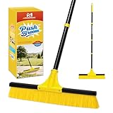18”Push Broom Brush for Floor Cleaning with 60” Long Handle and Stiff Bristles, Heavy Duty Brush for Shop...