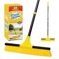 18”Push Broom Brush for Floor Cleaning with 60” Long Handle and Stiff Bristles, Heavy Duty Brush for Shop, Deck, Garage, Concrete,Indoor and Outdoor Broom
