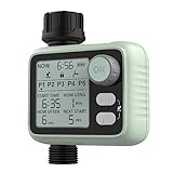 STYDDI Sprinkler Watering Timer with Rain Sensor and 5 Separate Irrigation Programs, Digital Hose Timer, Programmable Water Timer Outdoor, Automatic Irrigation Garden Hose Timer, for Yard, Lawn