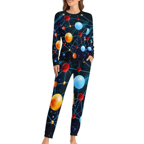 Pyjama femme pantalon et t-shirt manches longues ensemble sleepwear nuit