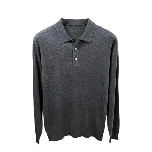 Suéter con cuello de camisa para hombre jersey de otoño casual gris