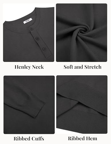 COOFANDY Mens Henley Sweater Long Sleeve Quarter Button Sweaters Casual Knit Pullover Sweater4