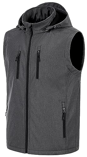 Image of CREATMO US Men's Casual Lightweight Warm Thin Outerwear Vest Windbreaker Sleeveless Jacket With Removable Hood
