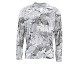 Simms Solarflex Fishing Shirt, UPF 50+ Sun Protection, Cloud Camo Grey, X-Large