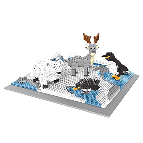 Larcele 1880 Stücke Mikro Bausteine Spielzeug Kit, Mini Tier Bricks Bauen Bauklötze Satz KLJM-04(Pinguin, Eisbär, Rentier) Mehrweg