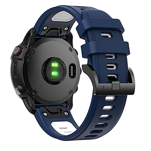 Bracelet Garmin Fenix 7 silicone 22mm bleu foncé blanc pour le sport et le quotidien
