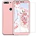 kwmobile Full Case Compatible with Huawei Y7 (2018)/Y7 Pr. (2018) - Case Hard Shell Plastic Phone Cover with Screen Protector - Metallic Rose Gold