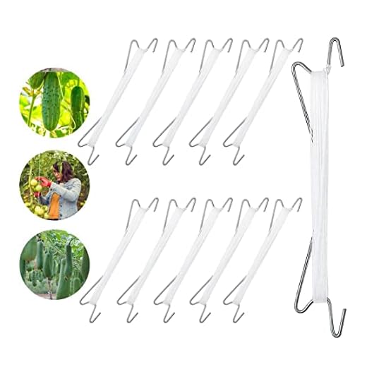 AMACOAM Tomatenhaken 10 Stück Tomatenhaken mit Schnur Garden Tomato Hooks Krawatten und Stützen Tomatenclips Stützclips zum Pflanzen von Tomaten Kirschen Obst Weinpflanzenpflanzzubehör 10 m Seil