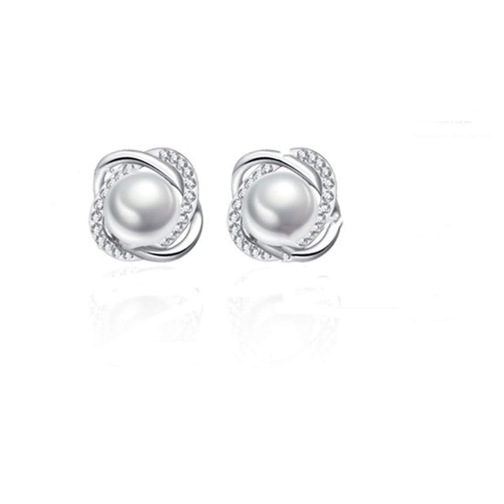 Zestaw eleganckich kolczyków Kolczyki damskie Biżuteria damska 925 Sterling Silver Seria pereł Kolczyki sztyfty z błyszczącym kryształem Rhinestone Kolczyki ślubne Biżuteria Akcesoria Prezent miłosny
