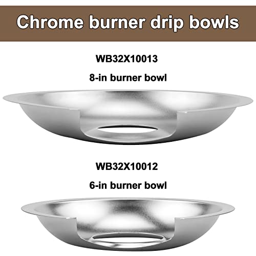 Electric Stove Drip Pans 1 Large 8'' Wb32X10013 & 3 Small 6'' Wb32X10012 Gas Stove Burner Drip Pans And Rings For Ge Electric Stove Burner Drip Pans By Fetechmate #TOP4