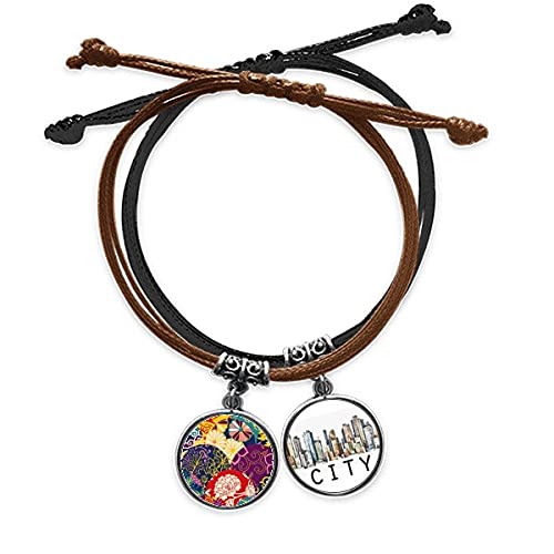 Bracelet corde de style japonais en fleurs sidi en cuir ajustable