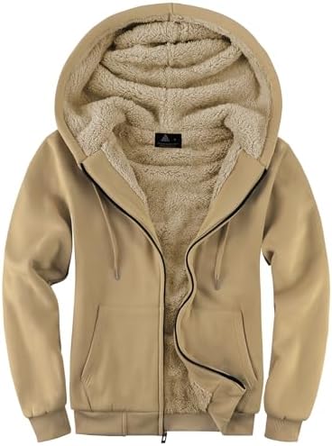SwissWell Herren Fleecejacke mit Kapuze Sweatjacke Gefütterte Reißverschluss Fleece Hoodie Warm Outdoor Jacke Winter Kapuzenjacke