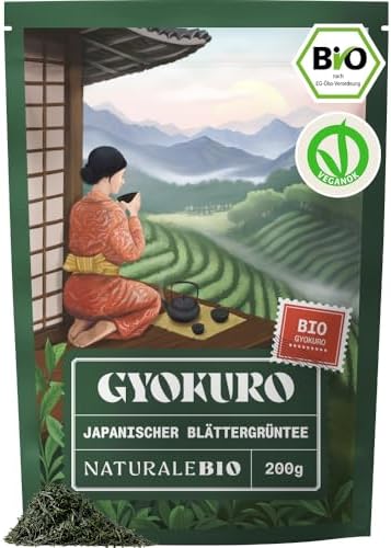 NaturaleBio Bio Japanischer Gyokuro Grüntee Lose Blätter | 200 g. Gyokuro Grüntee als lose Blätter, erste Ernte, für heißen Tee und japanische Tee-Momente.