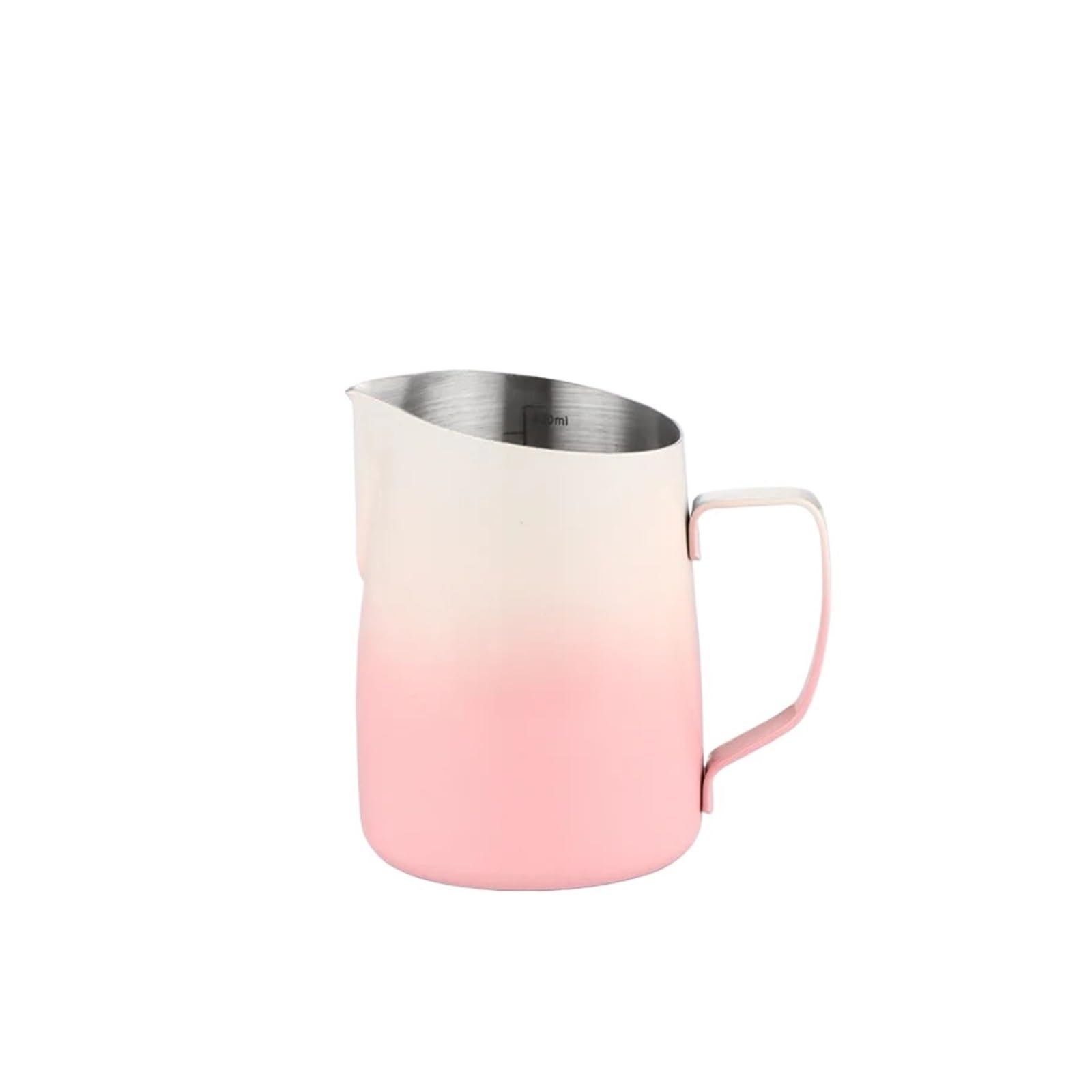 Jarra de espuma café con leche 450ML, jarra acero inoxidable 304, escala precisa, Latte Barista(Pink)