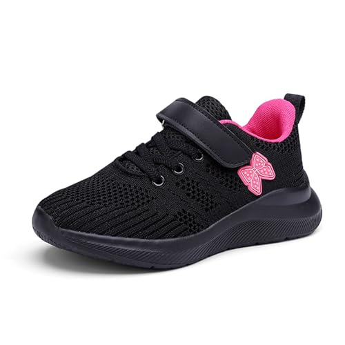 Zapatillas de deporte niños niñas negras niños niñas cómodas zapatillas de deporte de moda para al aire libre escuela correr caminar viajes niños 32, Rosa intenso., 31 EU