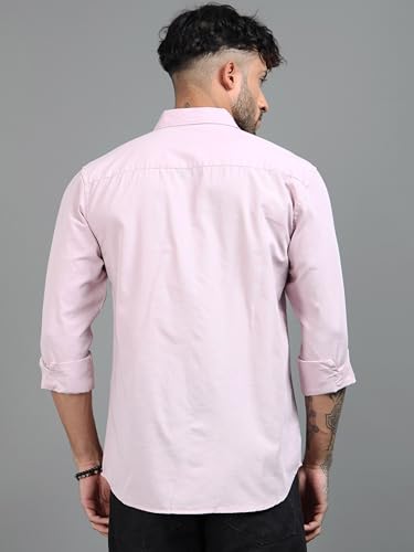 Image of Men Slim Fit Solid Spread Collar Casual Shirt