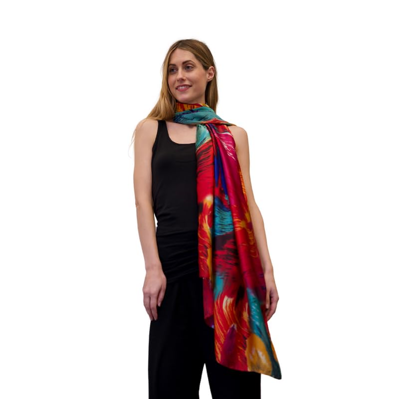 Image of Trillion London Spring Collection | Designer Silk Scarf For Women UK | Lightweight Neck Scarves | Shawl Wraps | Suitable for Daily Life | Smooth & Soft Finish | Gift for Women | Size-180cm x 90cm