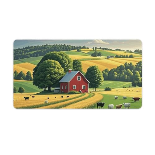 Country Farm �}�E�X�p�b�h ����~�߃��o�[�f�X�N�}�b�g �[�ɃX�e�b�`���� ��^�}�E�X�p�b�h �L�[�{�[�h/�m�[�g�p�\�R��/�I�t�B�X&�z�[���f�R���[�V�����p 40×75cm