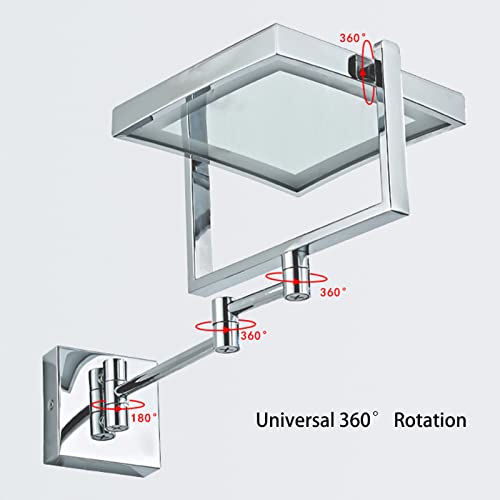 Miroir de maquillage éclairé pour salle de bain avec bras rotatif extensible - 7