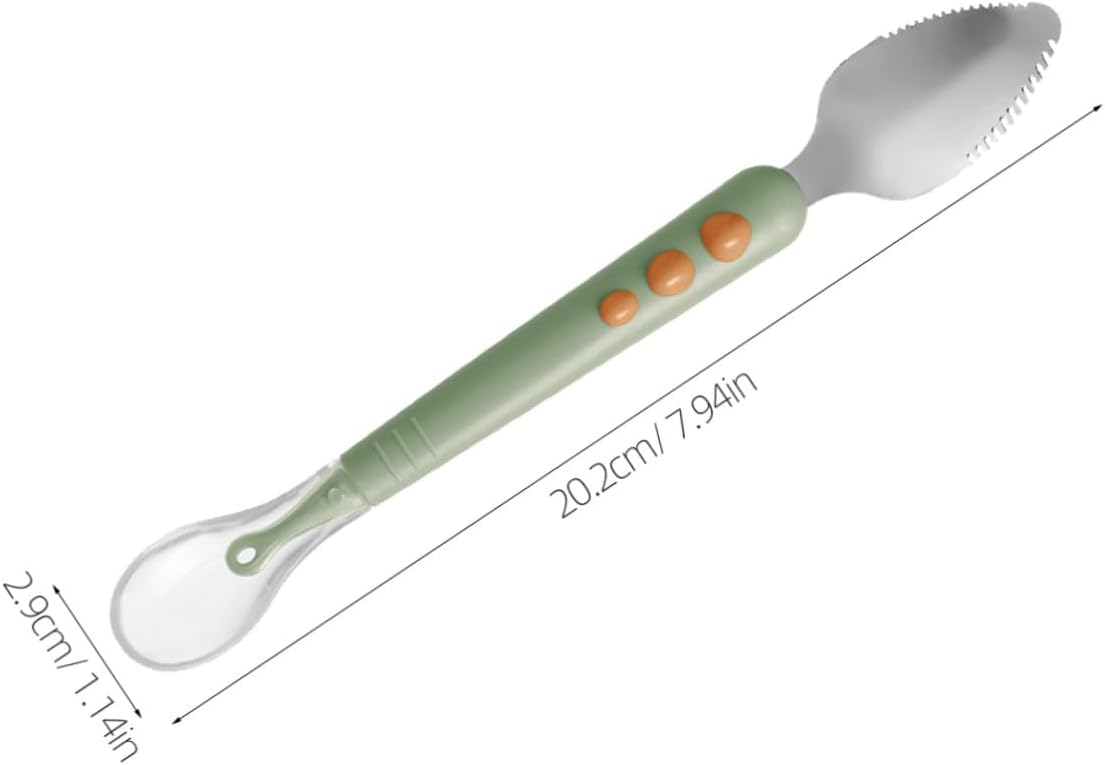 Healifty Double Head Silicone Spoon for Fruit Puree Feeding Soft Bent Food Scraper Spoon for Training Non Choking Design Comfortable Grip in Light Green