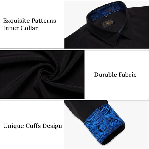 DiBanGu Men's Dress Shirt Long Sleeve Casual Button Down Shirts Regular Fit Inner Contrast Shirt for Business Party 6