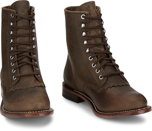 Justin Drennan Men's Leather Western Boots - Durable Cowboy Style Footwear, Classic Design, Comfortable Fit, Size Options2