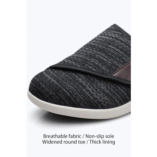 Sapatos femininos de largura extra larga para diabéticos, leve, respirável, ajustável, edema de idos