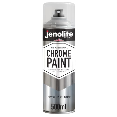 Image of JENOLITE Chrome Spray Paint - 500ml | Smooth Metallic Silver | Chrome Colour | Multi-Surface Paint For Metal, Wood, Plastic, Ceramic | Suitable For Interior & Exterior Use