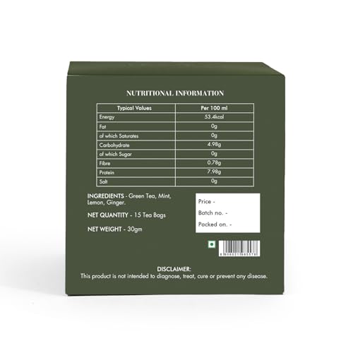 Image of Celeste Digest, Ginger Mint Tea with Lemon | 15 Pyramid Green Tea Bags | 100% Natural Ingredients