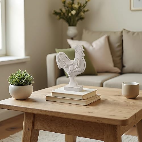 Estatua pequeña rústica de gallo para cocina 6 x 8 pulg miniatura 4
