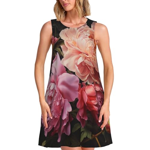 Robe d'été imprimé pivoine sans manches : restez fraîche et élégante sous la chaleur