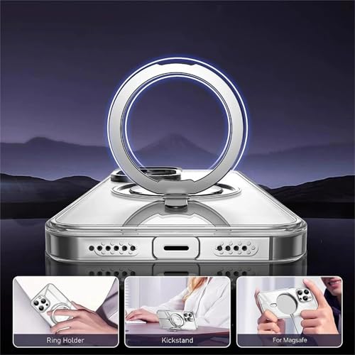 Coque iPhone 16 Pro MagSafe transparente à anneau rotatif 360 - 5