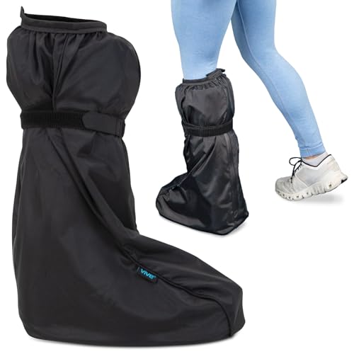 Vive Tall Walking Boot Cover Waterproof - for Medical Orthopedic Brace & Cast, Fractured Foot Accessories - Prevents Moisture, for Outdoor, Rain, Snow Protection - Non-Slip, Adjustable (X-Large) by Vive - Used condition - US$22.50