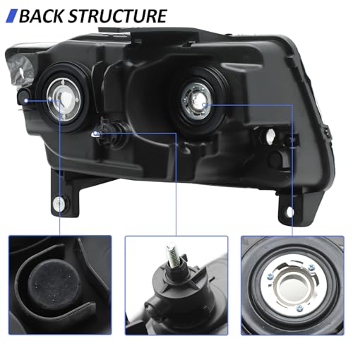 LEAVAN Headlights Assembly Fit for 2011 2012 2013 Jeep Grand Cherokee, Left Driver Side and Right Passenger Side (White) by LEAVAN - Image 3