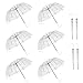 WASING 10 Pack 46 Inch Clear Bubble Umbrella Large Canopy Transparent Stick Umbrellas Auto Open Windproof with White European J Hook Handle Outdoor Wedding Style Umbrella for Adult