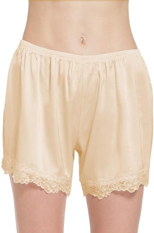 MANCYFIT Culottes for Women Pettipants Slips Satin Bloomers Under Shorts for Dresses Lace Hem 4" Inseam