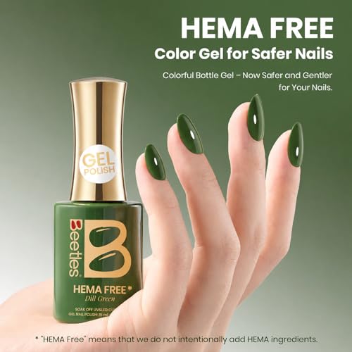 Image of Beetles Green Gel Nail Polish - 15ML /0.51Fl Oz, Hema Free Dill Green Gel Polish, Same Color Same Bottle, Soak Off UV LED Lamp Summer Nails Art, Manicure Salon DIY