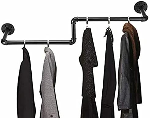 NAIMP Black Industrial Clothes Rail for Wall , Heavy Duty Z Shape Wall Mounted Clothes Raill , 100cm Garment Rack Tidy Rail Wall Clothes Rail , Clothing Hanging Rail Clothes Display for Home Shop