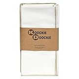 KD Kitchen Cloth Napkins Set of 6, 100% Cotton Linen Dinner Napkins 18x18 Inches, Washable Reusable, Soft, Absorbent Dining Decor Oversized Bulk Napkins for Wedding Parties - White, Beige Trim