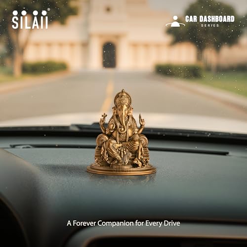 Image of SILAII Lord Ganesha Car Dashboard Idol - 3 Inch | Artistically Crafted Ganesh Murti | Miniature Statue for Car Interior Decor | Ganesha Idols for Home & Office | Decorative Ganesha Idols