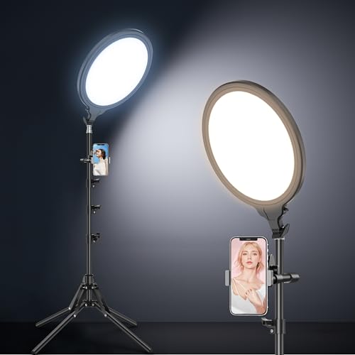 GBYOND Anel de luz com suporte de tripé ajustável, anel de luz de selfie de LED para gravação de víd