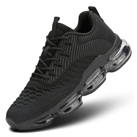 Luogoks Womens Walking Running Shoes Air Cushion Basketball Sneakers Fashion Tennis Breathable Sport Gym Fitness Cross Trainers Shoes Black