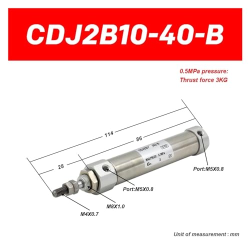 Cylindre à double effet CDJ2B10 actionneur pneumatique mini