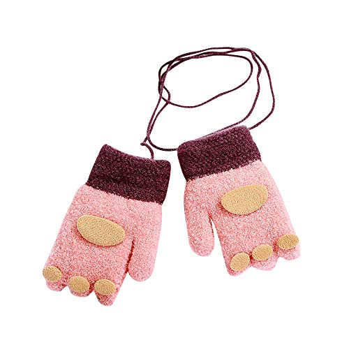 Preisvergleich Produktbild URSING Kleinkind Fingerhandschuh Baby Schreiben Handschuhe Niedlich Verdicken Winterthermal Fingerlose Handschuhe Unisex Mädchen Jungen Winter Warme Gestrickte Fäustlinge Winterhandschuhe (Beige B)