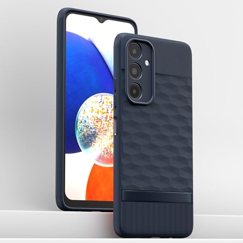 Image of Pikkme Back Cover for Samsung Galaxy A14 5G Camera Protection 3D Hexa Cube Design Silicone Protective Bumper Case (Blue)