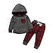 Produktbild Chaochao Freizeitbekleidung für Kinder, Herbst, Winter, graues Sweatshirt für Kinder, langärmlig, mit Kapuze, lange Hose, kariert rot und schwarz, für Winter und Alltag, Grau 18- 24 Monate