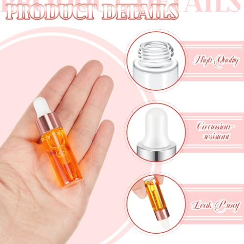 Didaey 200 Pcs Mini Glass Oil Dropper Bottle, 5 ml, Rose Gold by Didaey - Used condition - Image 3